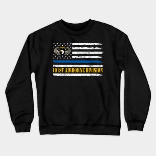 Proud 101st Airborne Division Veteran American Flag Mens Crewneck Sweatshirt